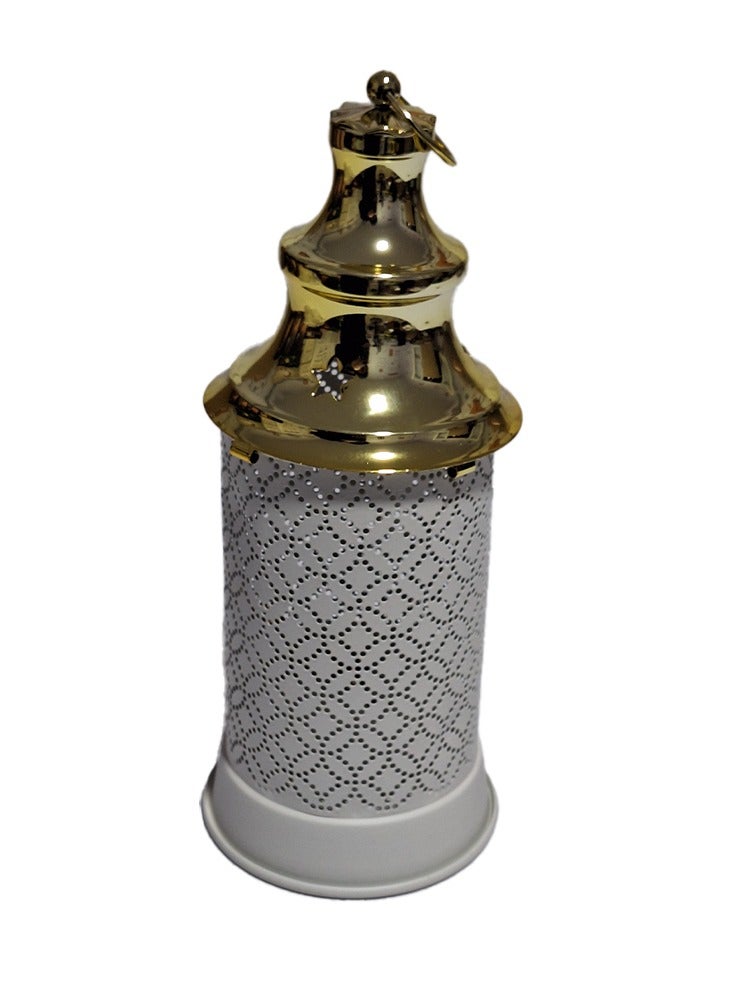 Ramadan lantern for children or home decor, musical lantern, Ramadan song with gentle lighting, Ramadan lanterns, metal toy lantern and a beautiful design in white and gold for a peaceful Ramadan atmosphere. - Image 3