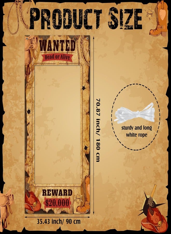 Funrous Western Wanted Photo Booth Prop Large Wild West Selfie Frame Poster Retro Fabric Photo Banner Backdrop Wanted Sign for Cowgirl Cowboy Party Decoration Rustic Birthday Party Supplies - Image 2
