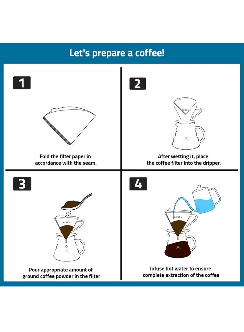 100 Piece Coffee Paper Filter V60 Size 02 Brown - Image 4