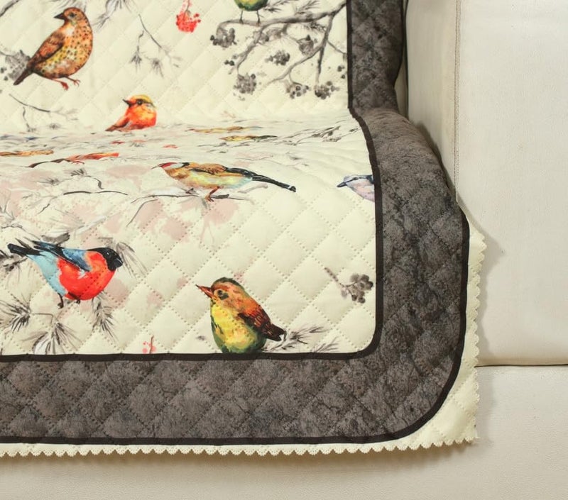 Nendle Box Pattern Printed Quilted 3 Layer Single Piece Sofa Cover 3 Seater with seat and Back Combined Soft Velvet Universal Non-Slip Protector Covers for Living, Drawing Room (Lemon, Pack of 1) - Image 4