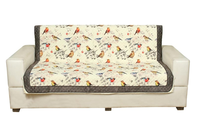 Nendle Box Pattern Printed Quilted 3 Layer Single Piece Sofa Cover 3 Seater with seat and Back Combined Soft Velvet Universal Non-Slip Protector Covers for Living, Drawing Room (Lemon, Pack of 1) - Image 2