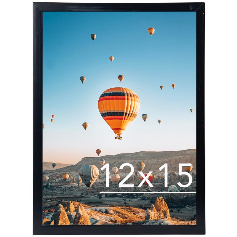 JCJMY 12x15 inch Picture Frame Horizontal and Vertical Formats for Wall Hanging 12 x 15 Wall Gallery Poster Photo Frame with Durable Shatter Resistant Plexiglass Black