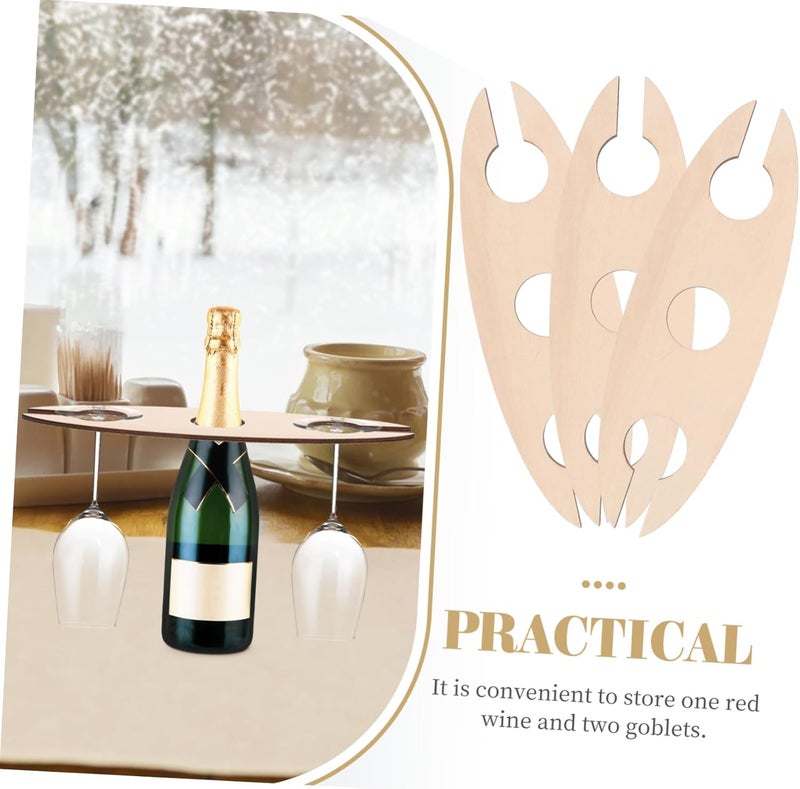 VOSAREA 3pcs Wooden Wine Rack Unique Creative Wine Bottle Holder Stylish Red Stand for Home Decor Kitchen Bar - Image 4