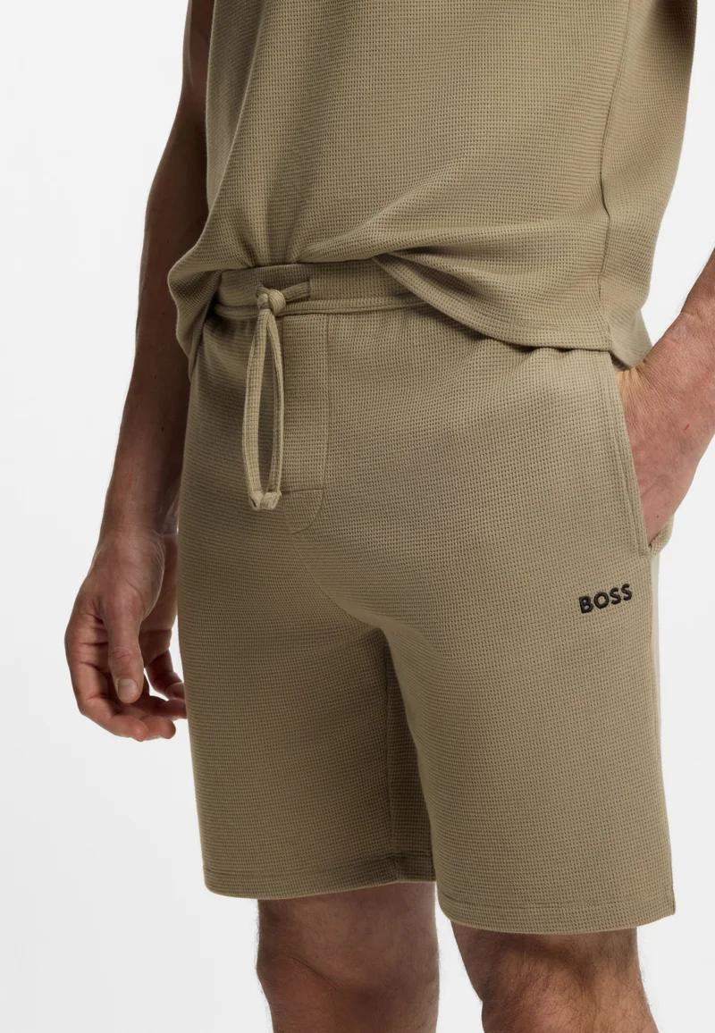 BOSS Open Brown Cotton-blend pyjama shorts with embroidered logo for Men | Best Price UAE