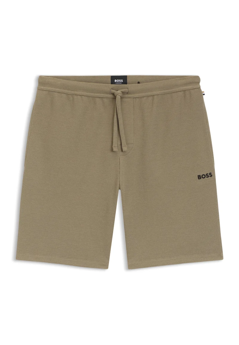 BOSS Open Brown Cotton-blend pyjama shorts with embroidered logo for Men | Best Price UAE
