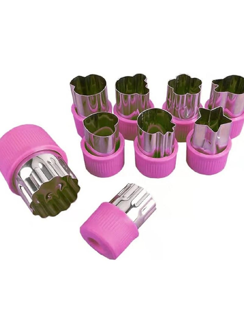 9 Pieces Vegetable Cutting Mold Set Children's Mini Biscuit Cutting Machine Flower Star Design Cartoon Animal Fruit and Biscuit Molds Purple - Image 2