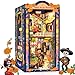 CUTEBEE Book Nook Kit DIY Miniature House Kit for Adults 3D Wooden Puzzle Bookshelf Insert Decor Day of the Dead Booknook Mexican Folklore LED Miniature Kit Unique Gifts Plaza de Los Muertos - Image 2