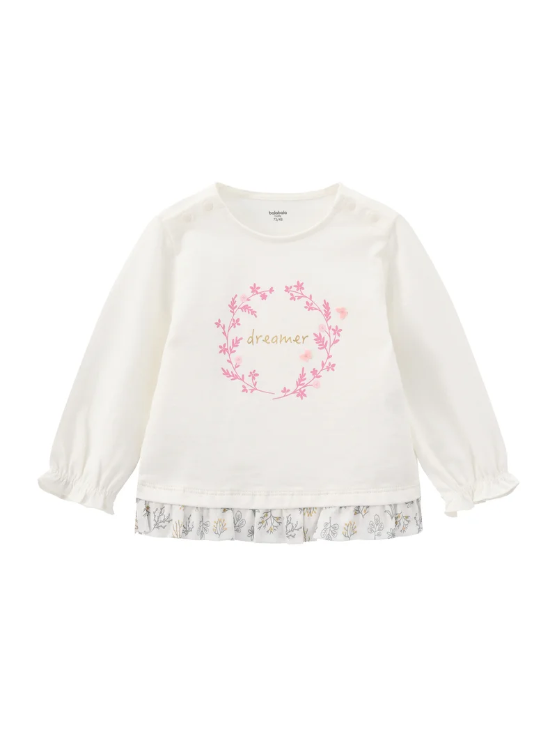 Baby Girls Round v-neck long-sleeved T-shirt
