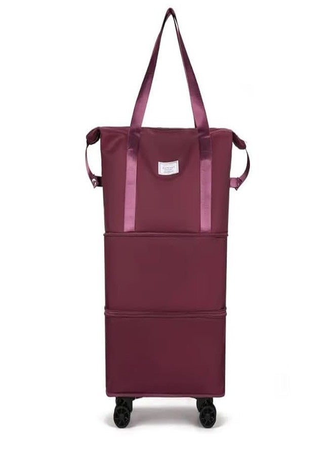 BRIKSHI Foldable Duffle Bag for Travelling | Waterproof and Large Travel Bag for Women Luggage | Expandable & Multipurpose Large Capacity Weekender Carry Bag for Women Travel | Dark Purple Wheel - Image 1