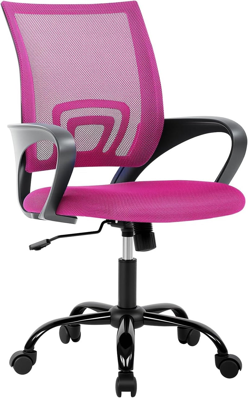 BestOffice Ergonomic Office Desk Chair - Mesh Computer Chair With Back Support, Modern Executive Task Rolling Swivel Seat for Women, Men (Pink) - Image 1