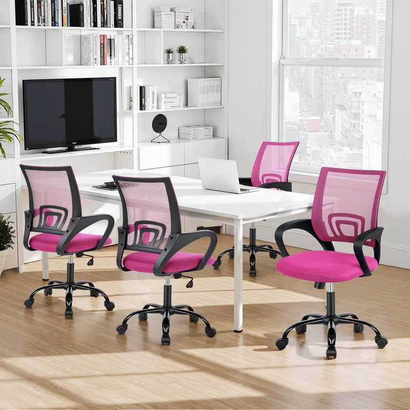 BestOffice Ergonomic Office Desk Chair - Mesh Computer Chair With Back Support, Modern Executive Task Rolling Swivel Seat for Women, Men (Pink) - Image 2