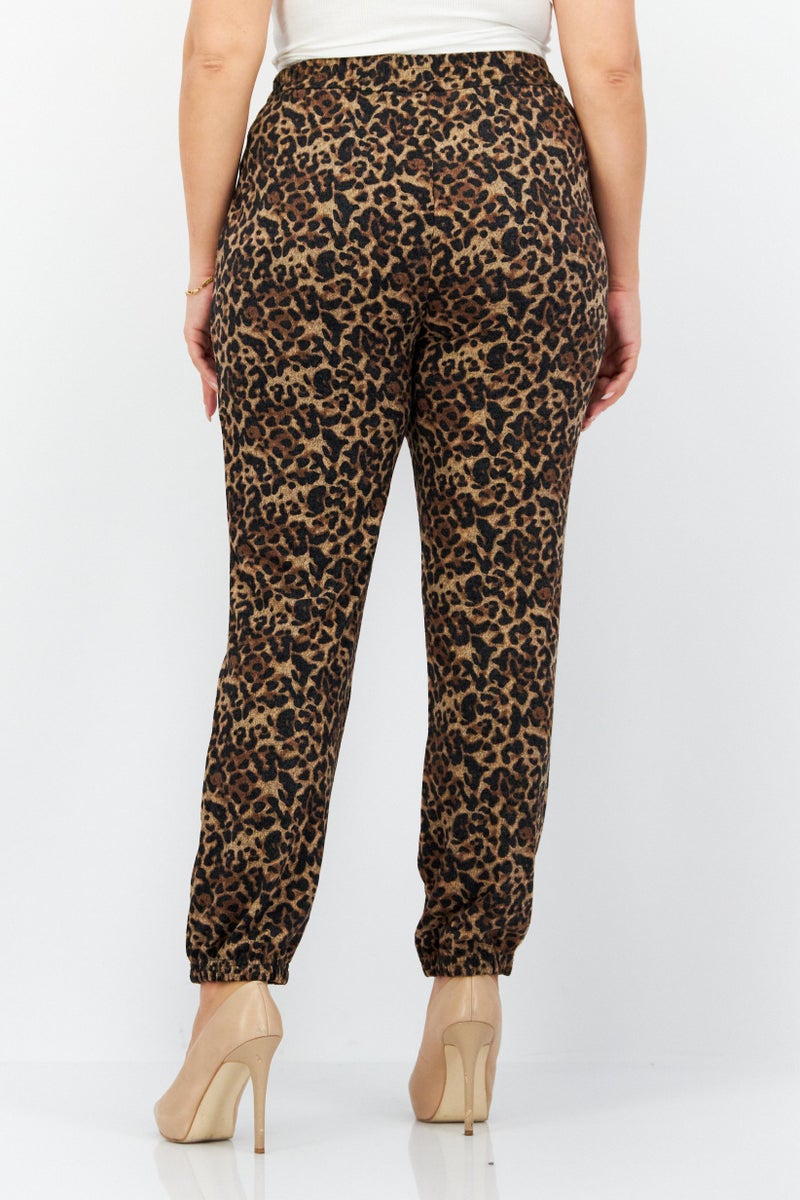 BB Dakota by Steve Madden Women Leopard Print Jogger Pants, Brown  - Image 4
