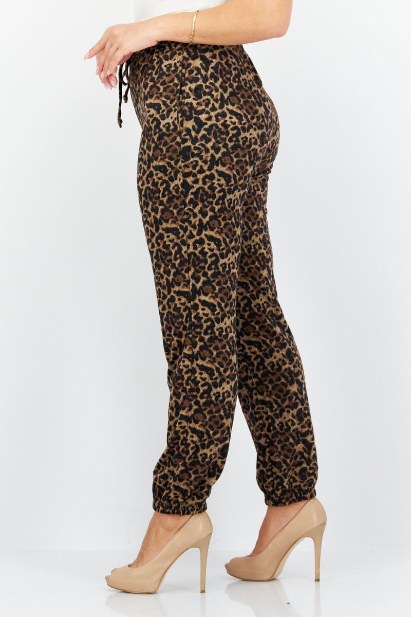 BB Dakota by Steve Madden Women Leopard Print Jogger Pants, Brown  - Image 2