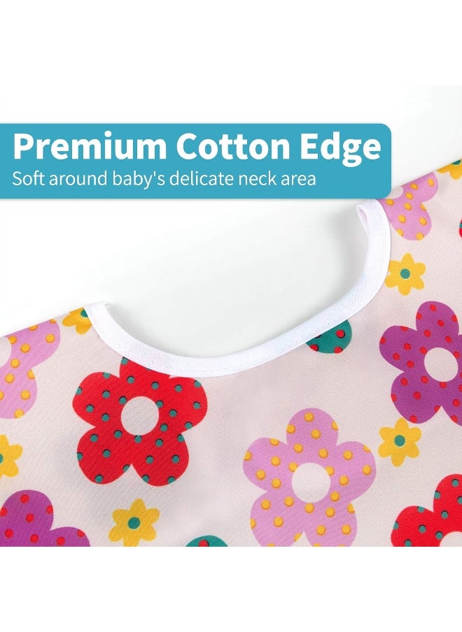 Baby Noah Baby Noah 3 Pcs Long Sleeved Bib Set | Waterproof Bibs with Pocket Bundle | Toddler Bib with Sleeves and Crumb Catcher | Stain and Odor Resistance Play Smock Apron - Pack of 3 | 6-24 Months  - Image 4