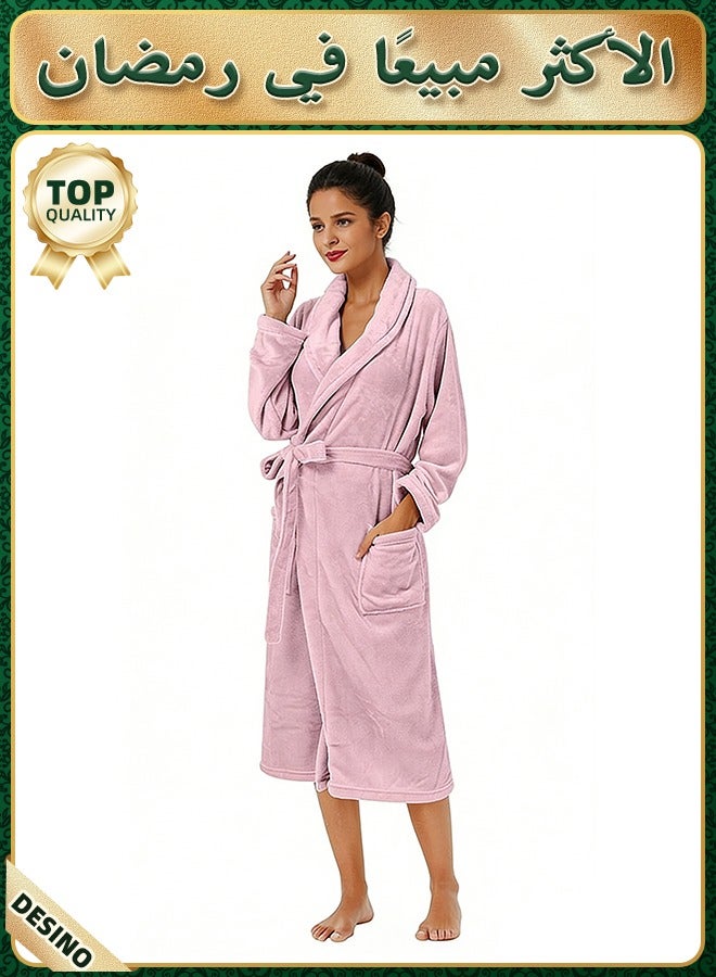 DESINO Unisex Bathrobes, Premium Bathrobes, Soft Flannel Long Bathrobes, Thick Robes For Men And Women, Pajamas, Home Shawl Robes, Spa Bathrobes - Image 1