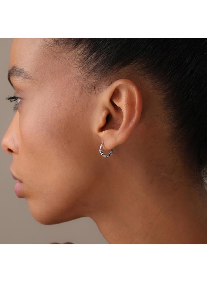 LeCalla Sterling Silver Jewelry Oxidized Balinese Endless Lock Everyday Wear Hoop Earrings for Kids - Image 2