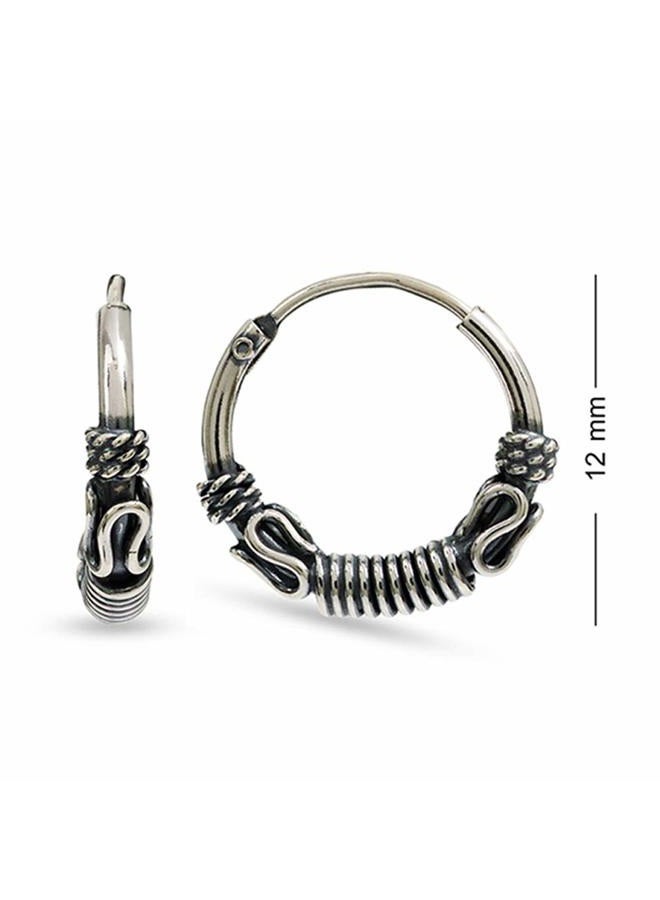 LeCalla Sterling Silver Jewelry Oxidized Balinese Endless Lock Everyday Wear Hoop Earrings for Kids - Image 3