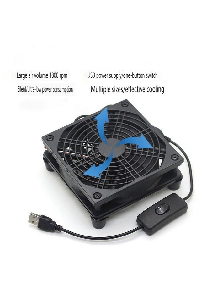 مروحة تبريد جهاز التوجيه تصميم هادئ، صندوق فك التشفير البصري للقطط، قاعدة حامل مشعاع التبريد، جهاز توجيه تدفق الهواء العالي الصامت، بالوعة الحرارة لصندوق تلفزيون مبرد الكمبيوتر - Image 2