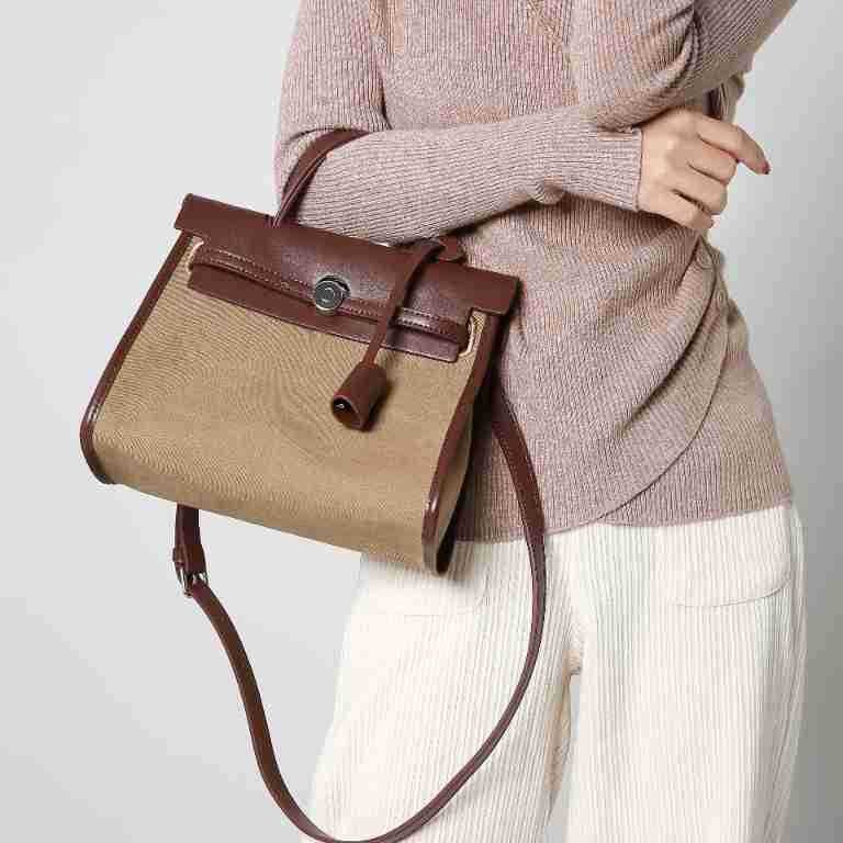 Niche Design Canvas Kelly Bag 25Cm Single Shoulder Crossbody Large Capacity High-Class Tote Handbag For Women - Image 1
