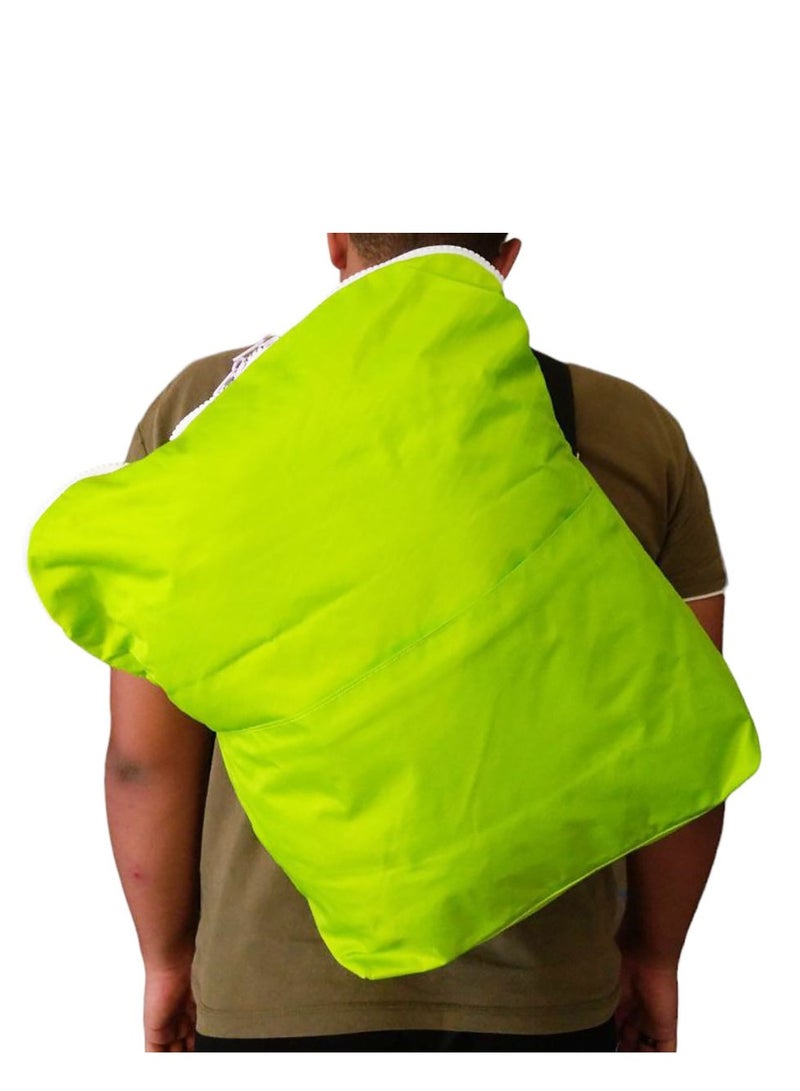 Multi-pocket bag with two zipper closure, school & messenger bag - Lime Green  - Image 4