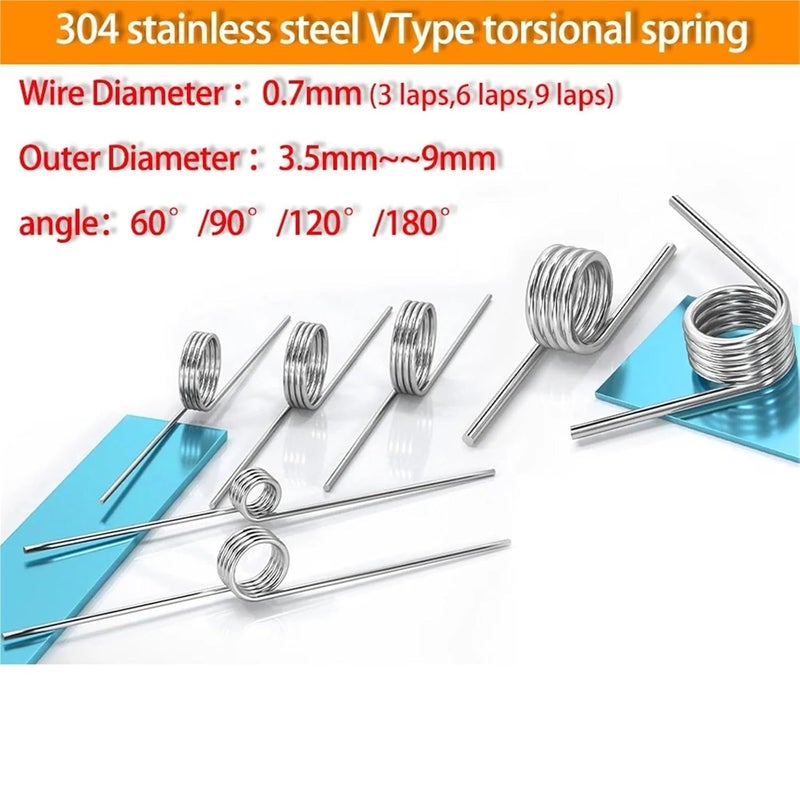 Torsion Spring 30Pcs 304 Stainless Steel V Type Spring 0 7mm Wire Diameter 3 5MM 0 7MM 120 Degrees - Image 3