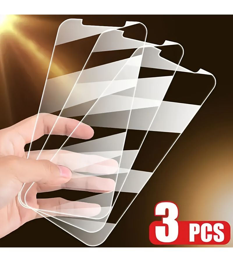 3pcs Premium Tempered Glass Screen Protector Film for iPhone 13 14 15 Pro Max HD Clear Anti Scratch - Image 1