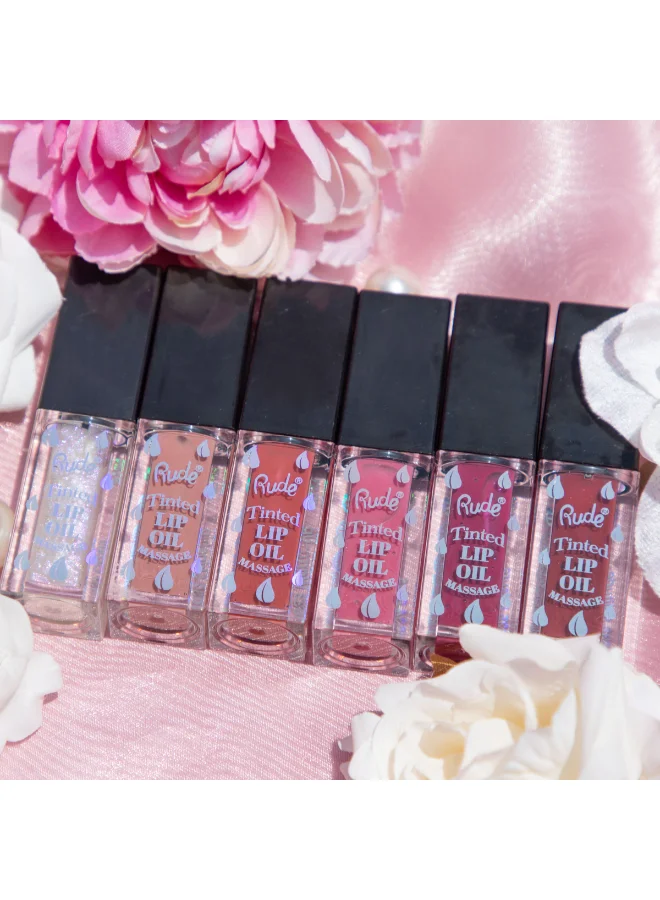 Rude Lip Oil Massage Tinted & Plumping Lip Oil- Leisure