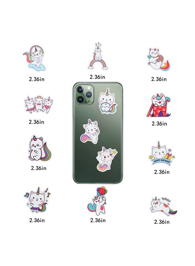 كليڤر بلاي مجموعة من 100 ملصق قطط وحيد القرن، هدايا حفلات قطط وحيد القرن، ديكورات أعياد الميلاد - Image 4