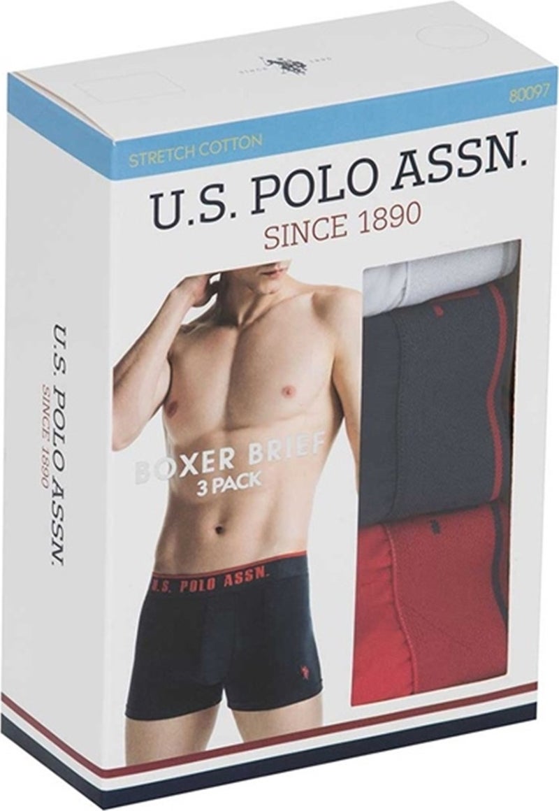 U.S. Polo Assn. BASE. Polo Assn. 80097 Men's 3-pack Boxer - Red&dark blue&white  - Image 5