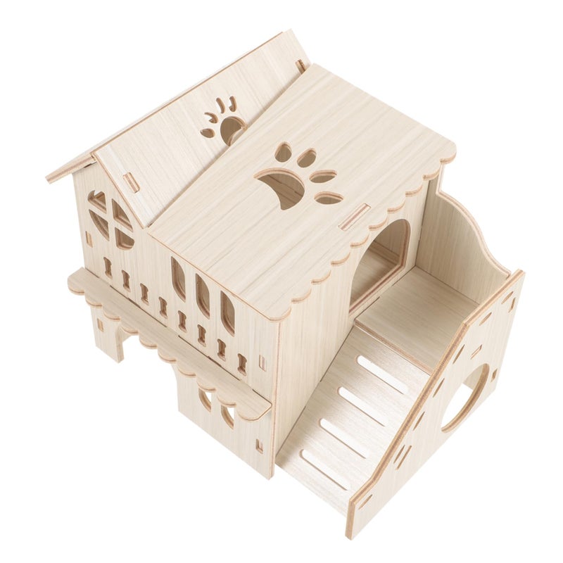 Wooden Hamster House Hideout Villa With Climbing Ladder For Play And Sleep Durable Safe Design - Image 2