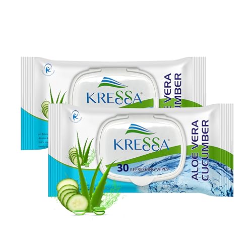 Kressa Refreshing Face Wet Wipes Pack of 2 (Aloevera Cucumber) - Image 1
