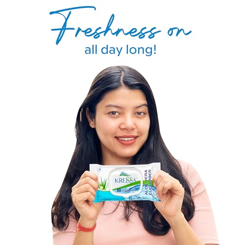 Kressa Refreshing Face Wet Wipes Pack of 2 (Aloevera Cucumber) - Image 3