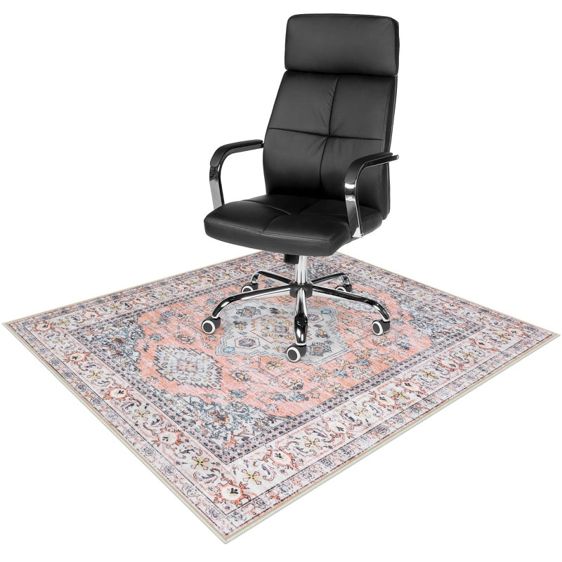 Anidaroel 48"x60" Office Chair Mat for Hardwood Floor, Floor Mat for Office Chair, Boho Under Desk Rug, Office Rugs for Rolling Chairs, Anti-Slip Desk Chair Mat for Hardwood, Terracotta - Image 1