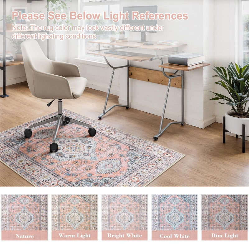 Anidaroel 48"x60" Office Chair Mat for Hardwood Floor, Floor Mat for Office Chair, Boho Under Desk Rug, Office Rugs for Rolling Chairs, Anti-Slip Desk Chair Mat for Hardwood, Terracotta - Image 5