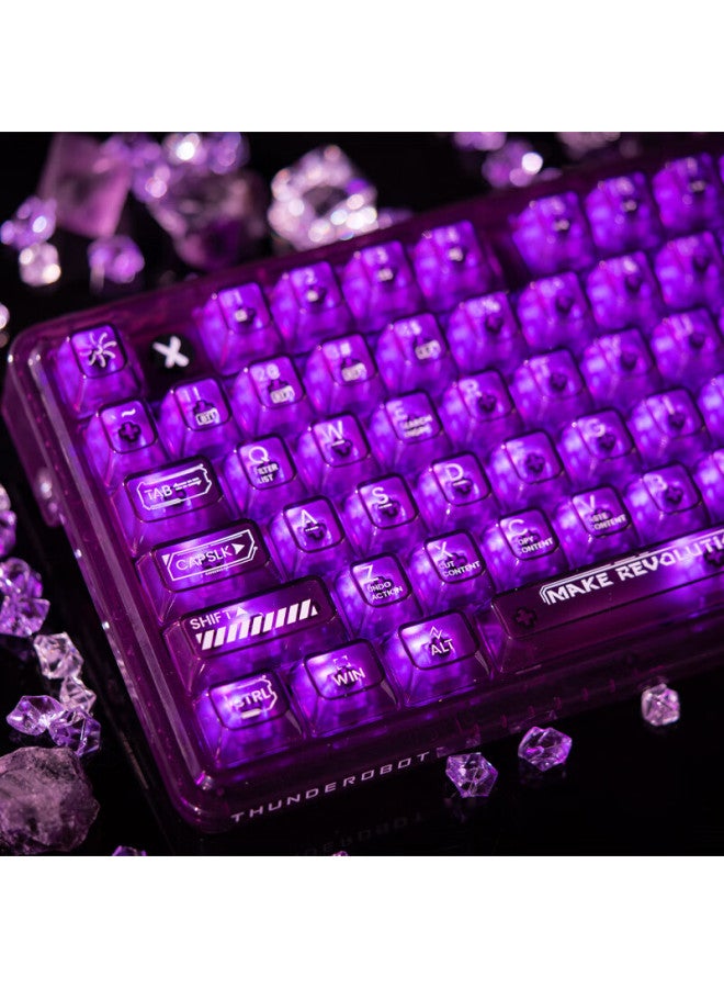 Thunderobot K75 Purple Transparent Tri-mode Wireless Mechanical Keyboard, Bluetooth/wireless/wired, Highly Transparent Customizable Full-key Hot-swappable Gaming Home Office Keyboard, Moon Switch - Image 1