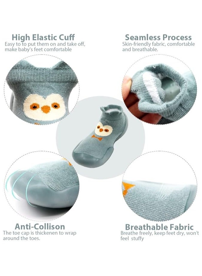 ZONEY Anti-Slip Baby Toddler First Walking Sock Shoes, Cotton Lightweight Slip-On Shoes with Soft Rubber Sole - Image 2