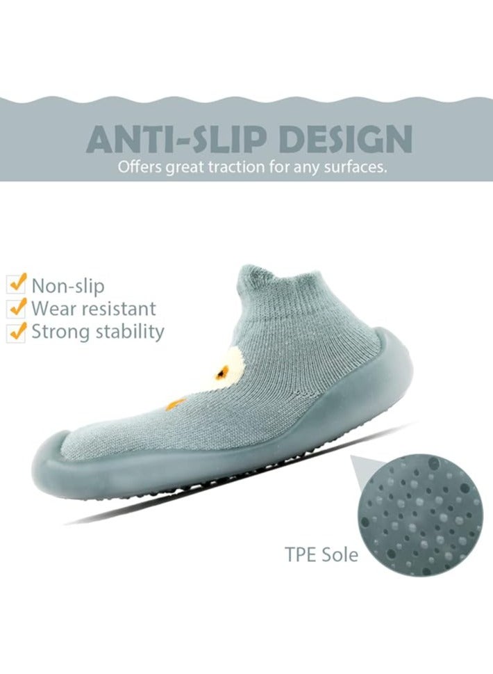 ZONEY Anti-Slip Baby Toddler First Walking Sock Shoes, Cotton Lightweight Slip-On Shoes with Soft Rubber Sole - Image 3
