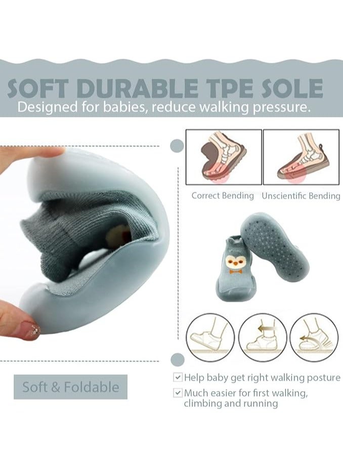 ZONEY Anti-Slip Baby Toddler First Walking Sock Shoes, Cotton Lightweight Slip-On Shoes with Soft Rubber Sole - Image 4