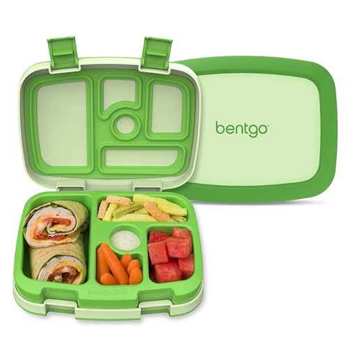 Bentgo Kids BentoStyle 5Compartment LeakProof Lunch Box  Ideal Portion Sizes for Ages 3 to 7  Durable DropProof Dishwasher Safe BPAFree  Made with FoodSafe Materials Green