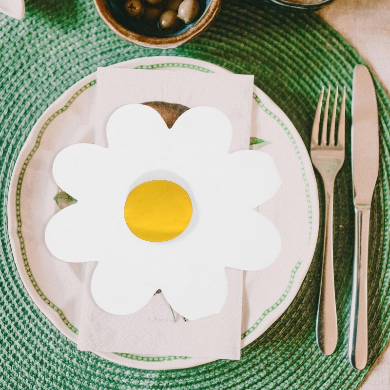 40 Sheets Daisy Paper Napkin For Birthday Party Wedding Decorative Floral Napkins For Tableware Flower Shape Party Supplies For Garden Gatherings - Image 1