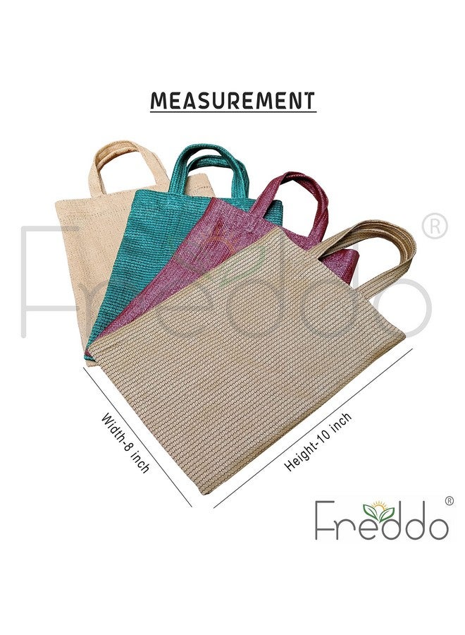 FREDDO- HDPE Fabric Reusable Multipurpose Bags, Small Thela Ideal For Milk Packets, Breads, And Light Weight Grocery - Beige, Olive Green, Burgundy, Beige Black Colors (8 X 10 Inch) - Pack of 4 Piece - Image 2