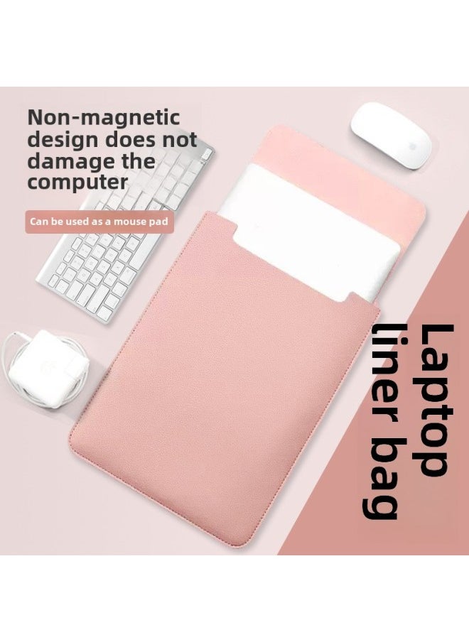 Generic - Applicable To Apple Notebook Inner Bag 13/14/15/16/inch Xiaomi Huawei Computer Bag Non-magnetic Thickened Pu Leather-Color: Cloud Gray + Accessories Storage Bag * Can Be Used As Mouse Pad-Applicable Model:15 Inch - Image 1