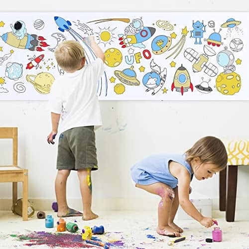 fuceury 10 Pieces Children Drawing Roll, 12×39 inches Coloring Paper Roll, DIY Painting Color Filling Paper for Kids - Image 4