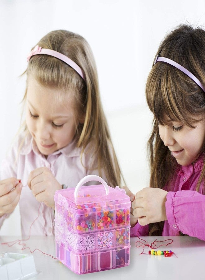 Peirich Bracelets Making Bead Kits, Includes 44 Colors Embroidery Floss with 3-Tier Organizer Storage Box, Over 4900 Beads for Friendship Bracelets, Jewelry Making Christmas Birthday Gift (Pink) - Image 4