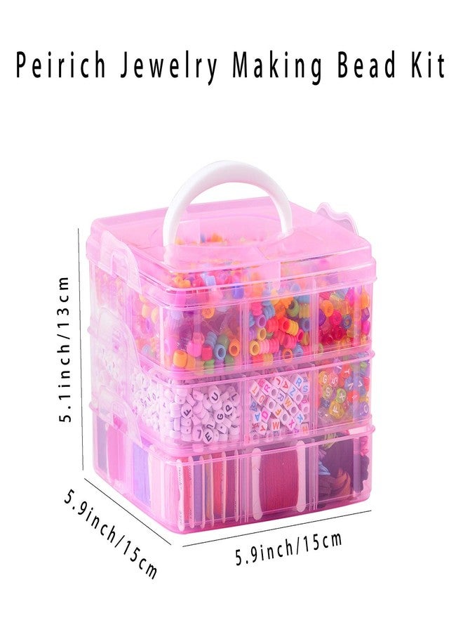Peirich Bracelets Making Bead Kits, Includes 44 Colors Embroidery Floss with 3-Tier Organizer Storage Box, Over 4900 Beads for Friendship Bracelets, Jewelry Making Christmas Birthday Gift (Pink) - Image 2