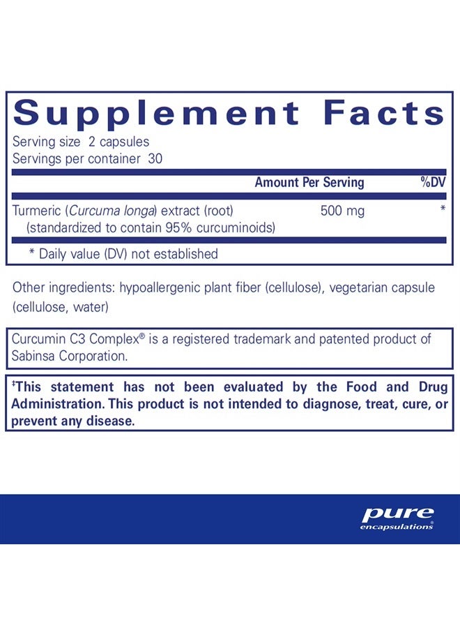 Pure Encapsulations الكركمين - 500 ملغ - يدعم صحة المفاصل والكبد - كبسولة الكركم الطويل - غير معدلة وراثيًا ونباتية - 60 كبسولة - Image 2