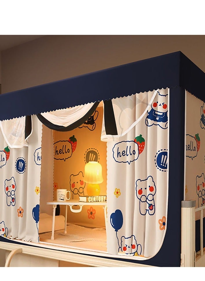 Bluejw Bed Canopy Tents Curtain Blackout Single Bed Tent Student Shading Cloth Canopy Dormitory Mosquito Net Sleep Privacy Protection with Frame for Children Bedroom With Bear Pattern - Image 2