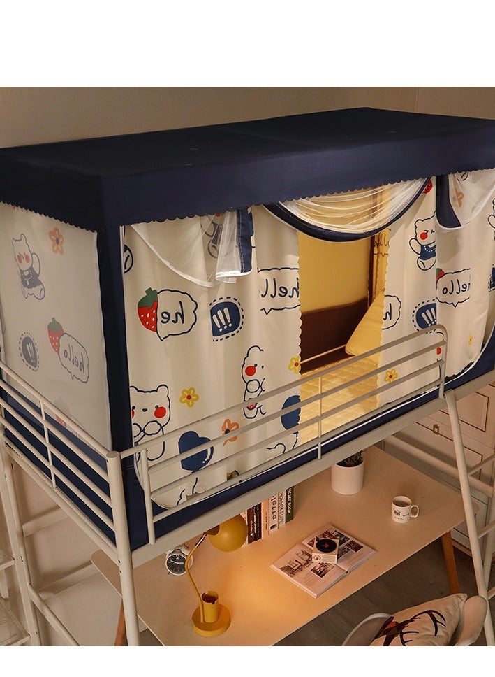 Bluejw Bed Canopy Tents Curtain Blackout Single Bed Tent Student Shading Cloth Canopy Dormitory Mosquito Net Sleep Privacy Protection with Frame for Children Bedroom With Bear Pattern - Image 1