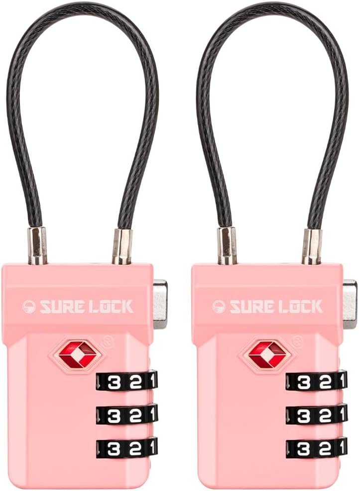 SURE LOCK TSA Approved 3-Digit Combination Luggage Locks – Open Alert Indicator, Re-settable Code with Zinc Alloy Body, Easy-Read Dials for Suitcase, Backpack, Gym Locker & Toolbox (Multiple Colors) - Image 1