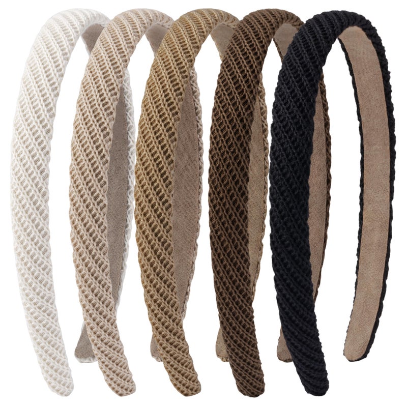 Sunolga 5 Pack Headbands for Women Girls Non Slip Knitted Hairbands Head bands Trendy Hair Accessories - Image 1